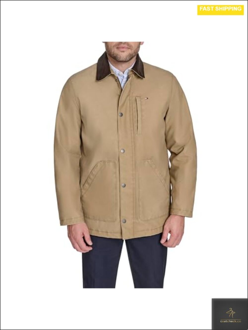 Barn Jacket Corduroy Collar Heavyweight Polyester Snap Front Men's